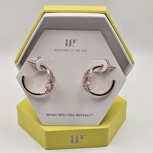 NEW Bomb Party "Cradle of All That Glows" Earrings Hoops Lavender on Rose Gold